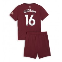 Camisa de Futebol Manchester City Rodri Hernandez #16 Equipamento Alternativo Infantil 2024-25 Manga Curta (+ Calças curtas)